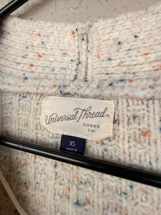 Universal Thread Speckled V-Neck Button-Up Cardigan, Cream Multi-Color, Size XS - Picture 3 of 4